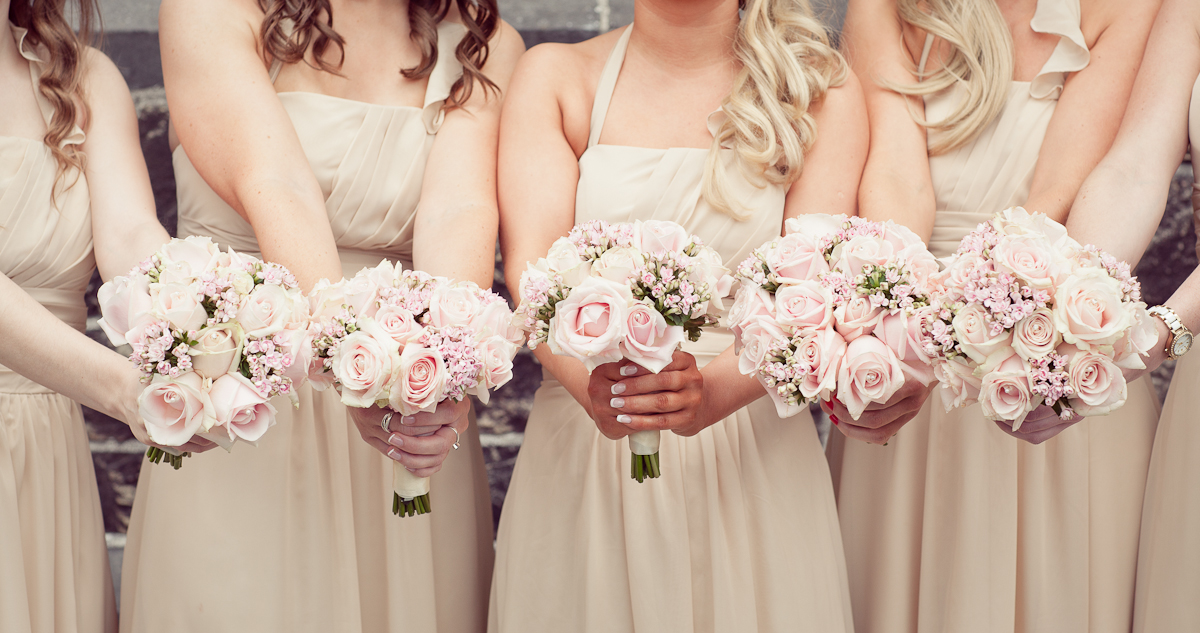 bridesmaids bouquet pink pale cream roses